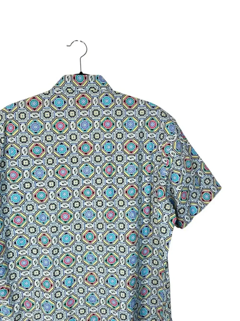 Robert Graham Blue Multi Geo Print Button Up Shirt Short Sleeve Large Luxury XL